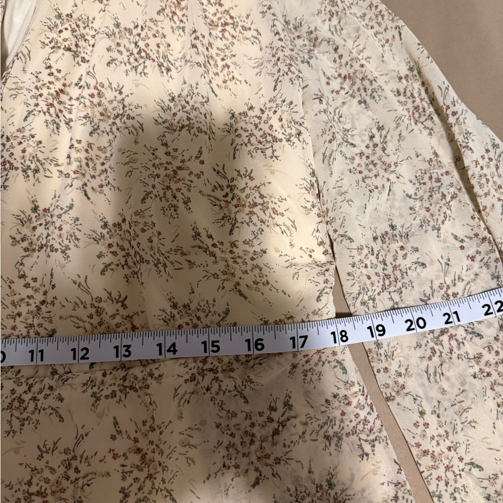 Cream Floral Print Long Sleeve‎ Mini Dress size M - Picture 6 of 16
